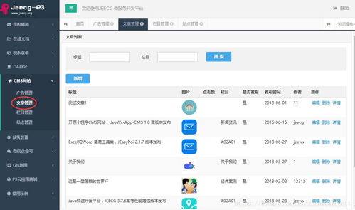 建站神器 cms网站插件 jeecg p3 biz cms 发布